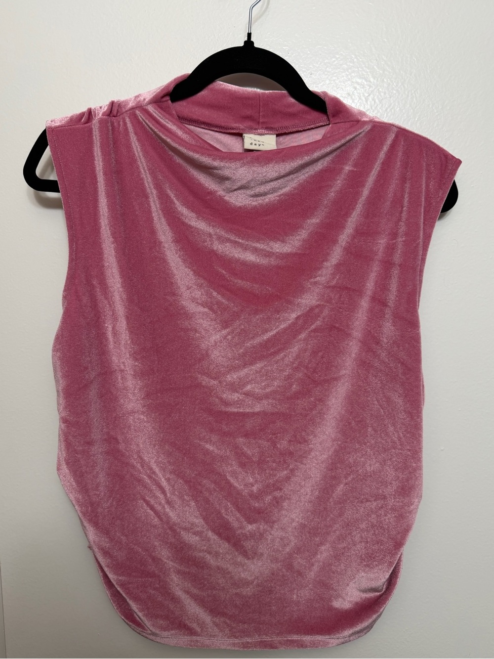A New Day Pink Sleeveless Velvet Drape Top - Size XL